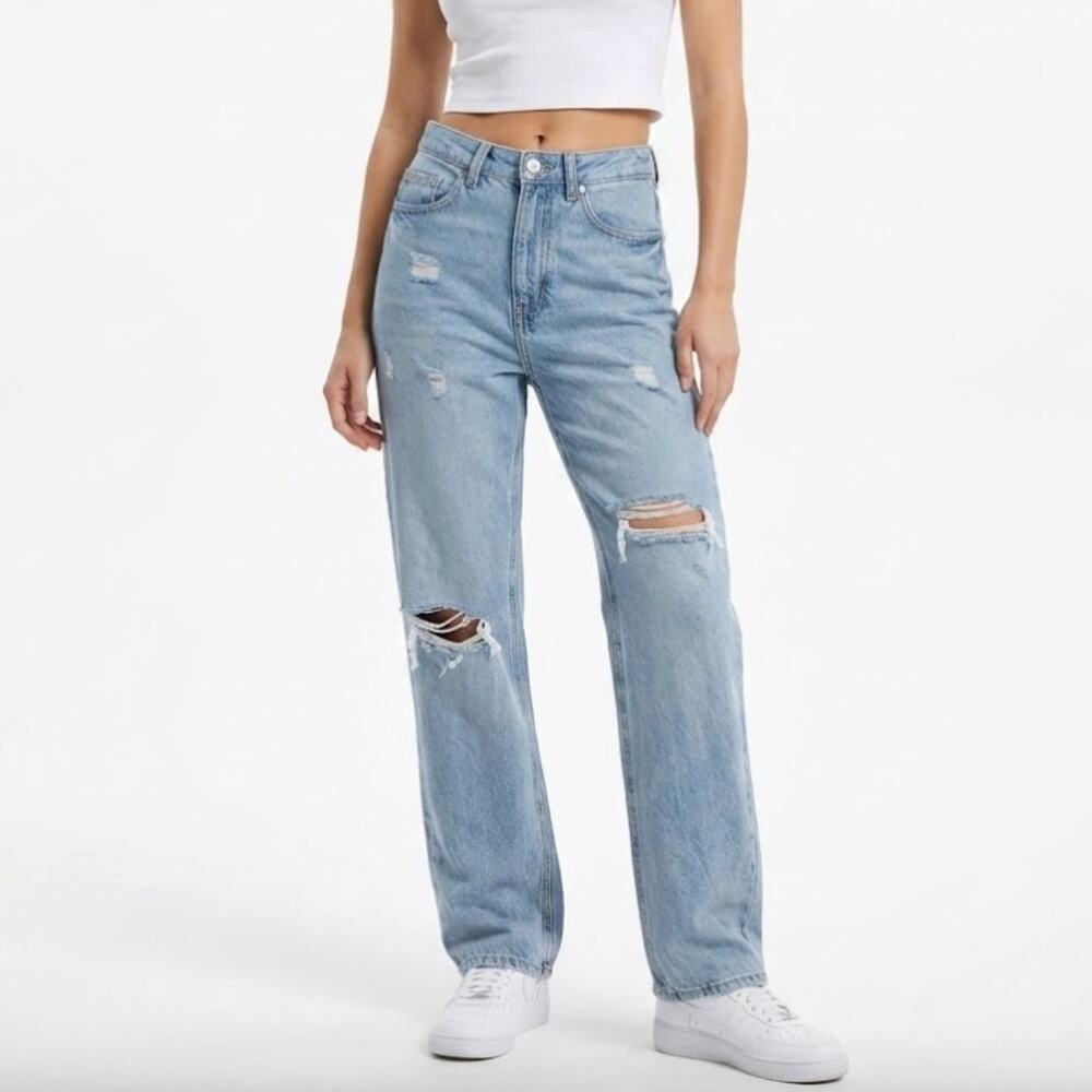 Pacsun 90's Boyfriend Jeans High Rise Straight Leg Baggy Jeans Ripped Size 23